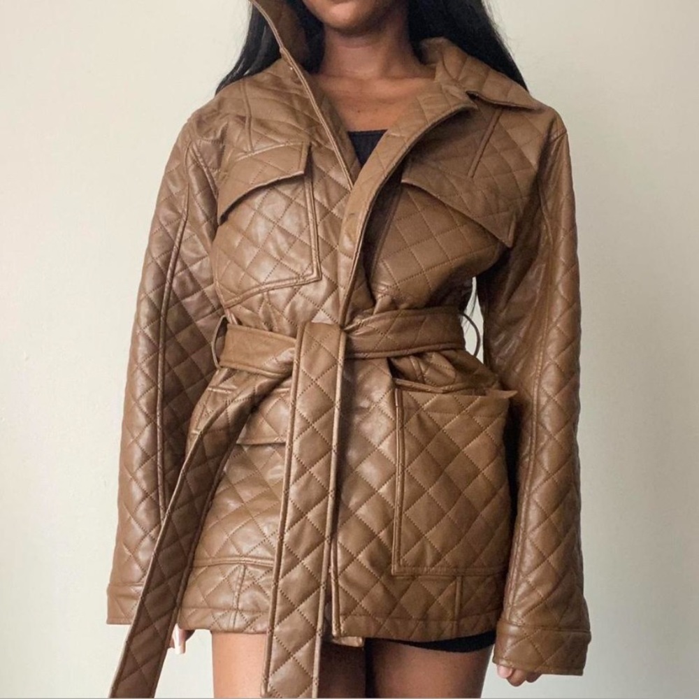 Nasty Gal Brown Quilted Jacket